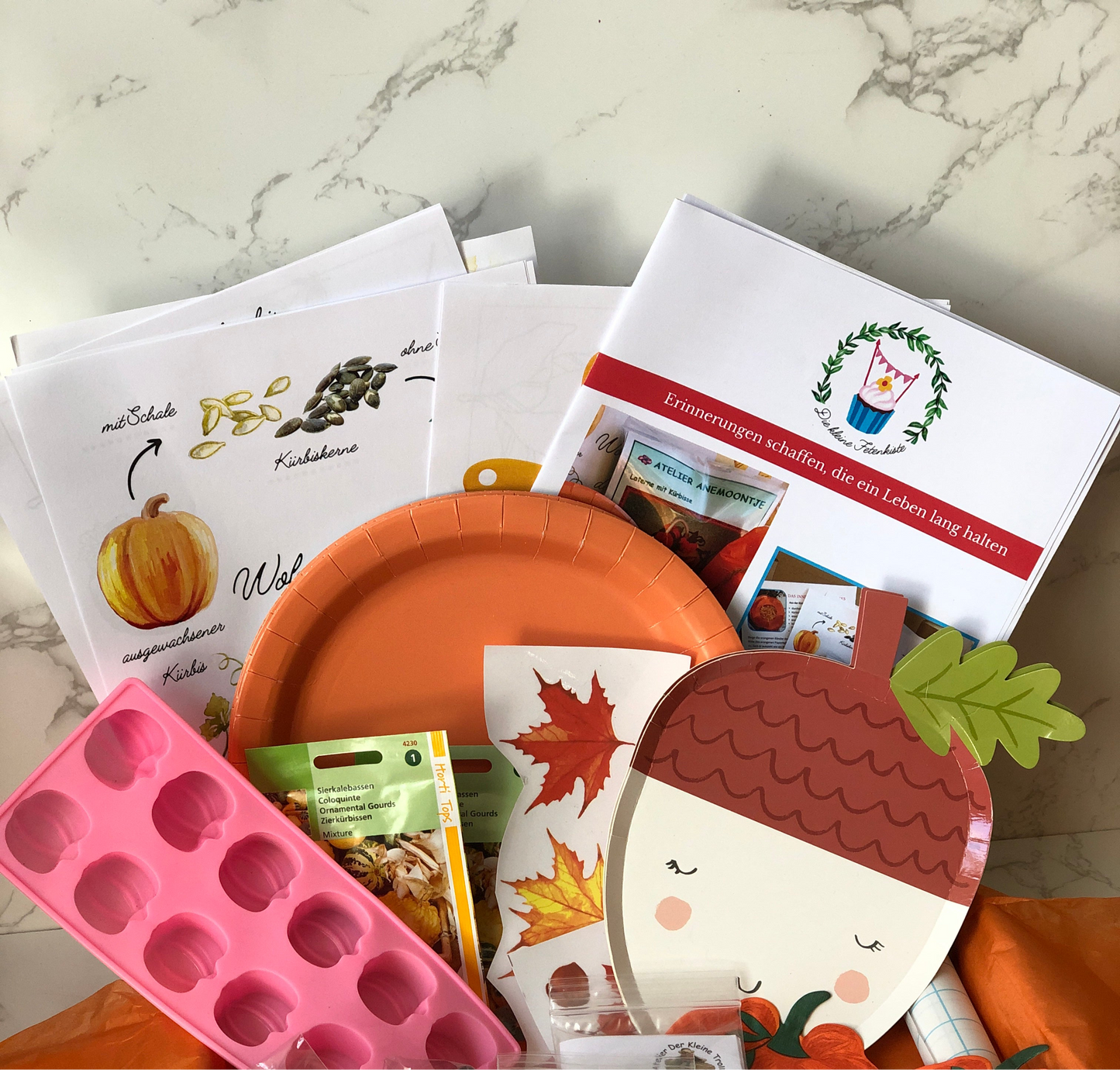 Herbst Bastelkiste für 2 Kinder | Die kleine Fetenkiste | Herbst Bastelbox mit Thema Kürbis basteln Montessori Stil