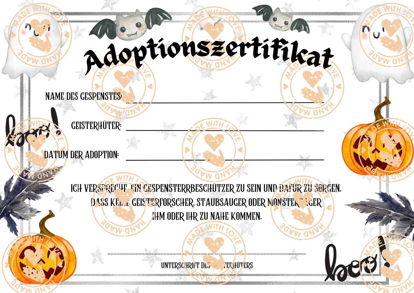 Adoptiere ein Gespenst Vorlagen | Die kleine Fetenkiste | Halloween für Kinder Geisterparty