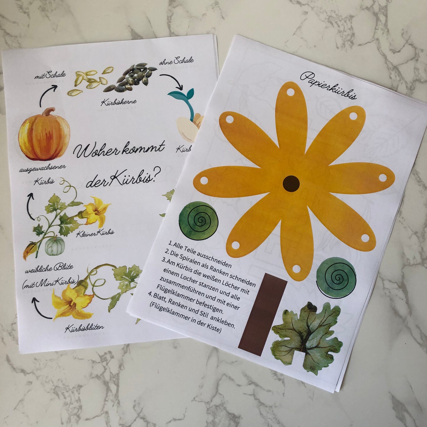 Herbst Bastelkiste für 2 Kinder | Die kleine Fetenkiste | Herbst Bastelbox mit Thema Kürbis basteln Montessori Stil
