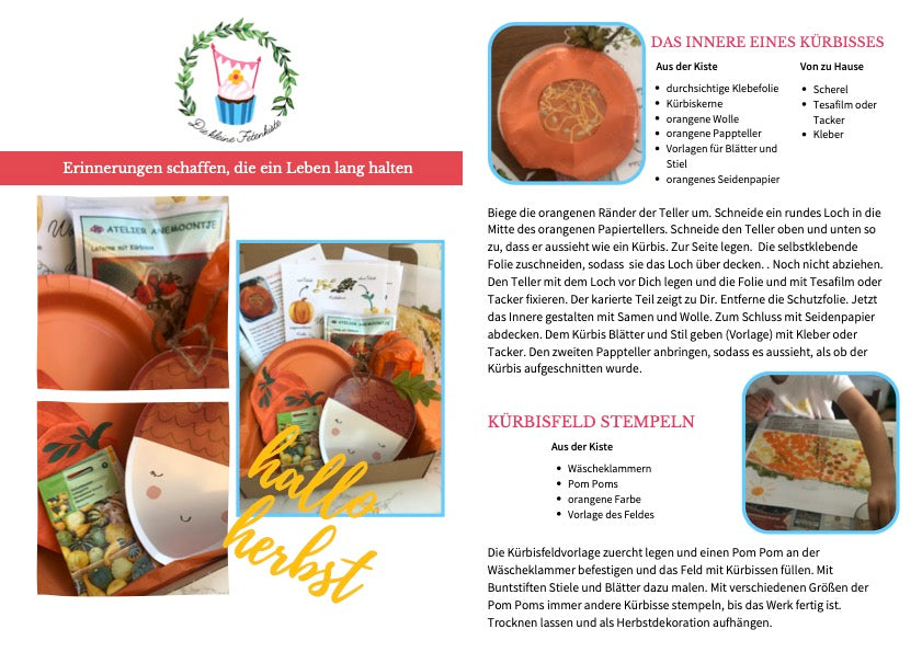 Herbst Bastelkiste für 2 Kinder | Die kleine Fetenkiste | Herbst Bastelbox mit Thema Kürbis basteln Montessori Stil