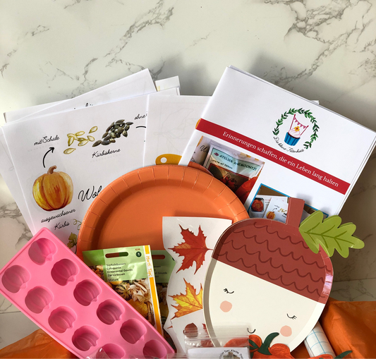 Herbst Bastelkiste für 2 Kinder | Die kleine Fetenkiste | Herbst Bastelbox mit Thema Kürbis basteln Montessori Stil