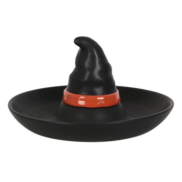 Halloween-Serviertablett aus Porzellan mit Hexenhut mit Chips und Dip | Die kleine Fetenkiste | Hexe Keramikschale