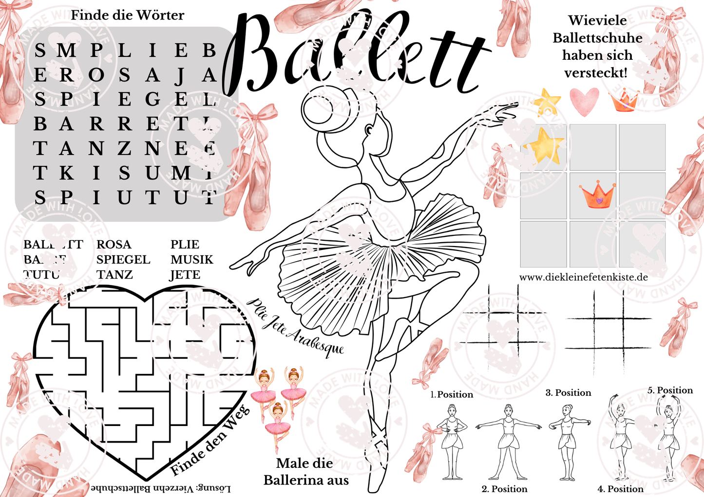 BallettTischsetKindergeburtstag_DiekleineFetenkiste_AusmalbildVoralgezumAusdruckenfuerKinderKinderpartygrundschule Ballerina