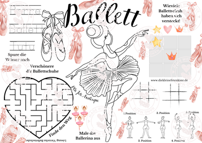 Ballerina BallettTischsetKindergeburtstag_DiekleineFetenkiste_AusmalbildVoralgezumAusdruckenfuerKinderKinderpartykindergarten