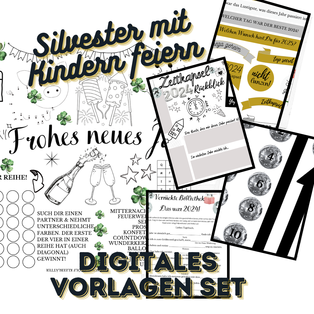 Silvester mit Kindern feiern 2025 | Die kleine Fetenkiste | digitale Vorlagen - Bastelset zum Ausdrucken