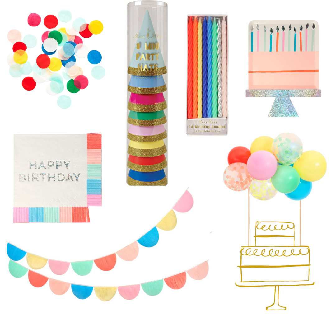 Ultimatives Geburtstagsparty Regenbogen buntes Set von meri meri | Die kleine Fetenkiste | Kindergeburtstag Dekoration Set