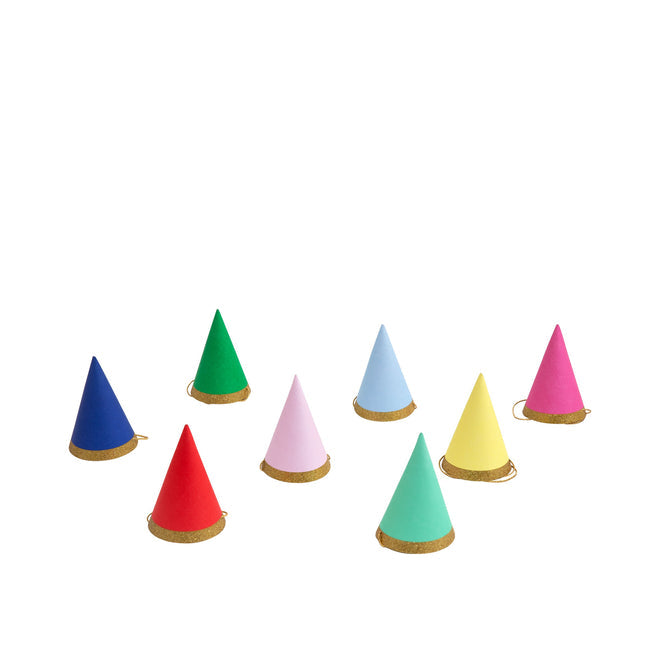Meri Meri Mehrfarbige bunte Mini-Partyhüte | Die kleine Fetenkiste | Multicolour Mini Party Hats (x 8)