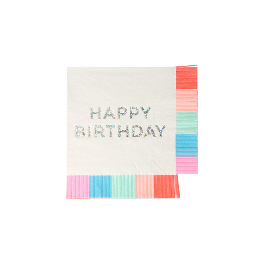 Bunte Happy Birthday Servietten mit Fransen von meri meri | Die kleine Fetenkiste | Birthday Fringe Small Napkins (x 16)