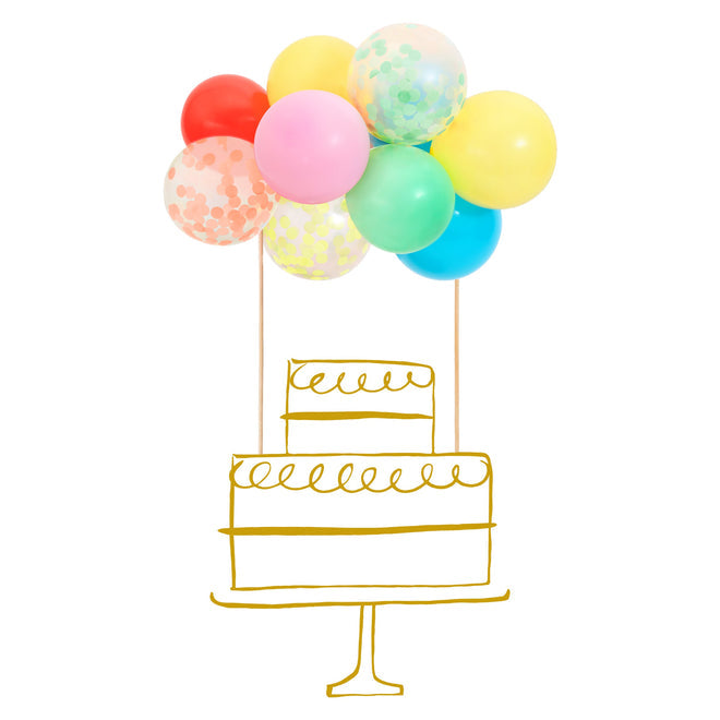 Meri Meri Kuchenaufsatz Tortenaufsazt Mini Ballongirlande Set | Die kleine Fetenkiste | Rainbow Balloon Cake Topper Kit