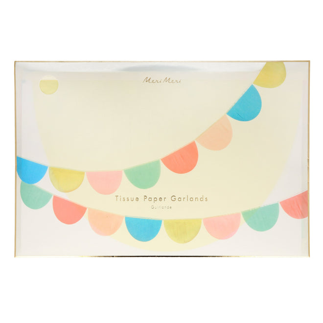 Regenbogen Seidenpapier Girlande von meri meri | Die kleine Fetenkiste | Rainbow Tissue Paper Scallop Garlands (x 2)